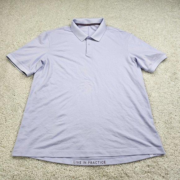 Lululemon Metal Vent Tech Polo Large Blue Performance Live in Practice Mens USA - Picture 2 of 7